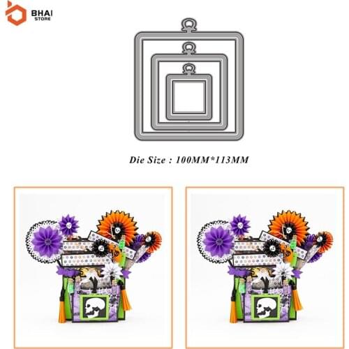 New Design 3Pcs Square Tag Label Suit Metal Cutting Dies Cut Decoration Scrapbook Paper Card Embossing Decor Craft 2021