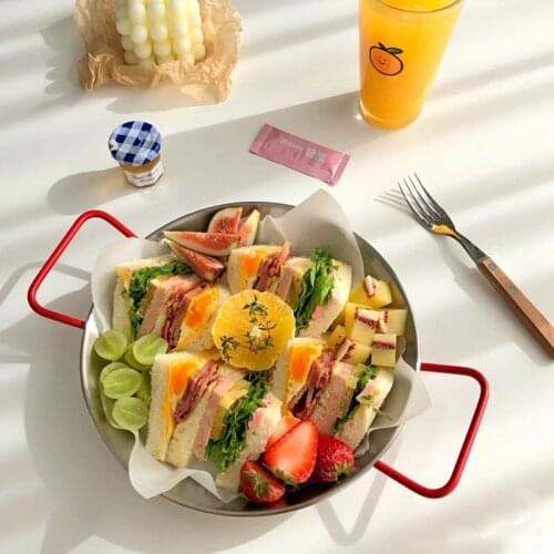 Paella Pot Spanish Seafood Rice Pot Stainless Steel Double Handle Pans Home Cooking Pot For Kitchen Cookware