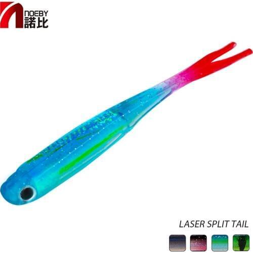 NOEBY Fishing Lure 3D Soft Baits W8023 7.5 / 11.5cm Swim Carp Fish Tail Split Real Mesh Silicone Lures Winter Fishing Soft Lure