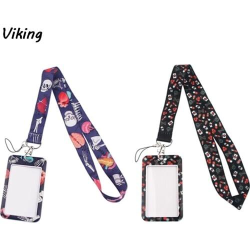 20pcs/lot G1590 Human Organs Lanyard Keychain keys Badge ID Mobile Phone Rope Neck Straps With Card Holder Cover