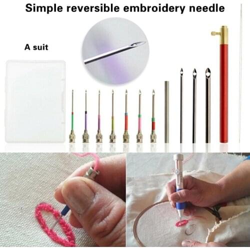 Alloy Embroidery Pen Knitting Sewing Crafts Tools Threader Punch Needle Set