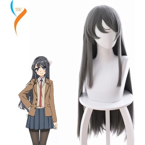 Sakurajima Mai Grey Long Wig Cosplay Costume Seishun Buta Yarou wa Bunny Girl Senpai no Yume wo Minai Heat Resistant Hair