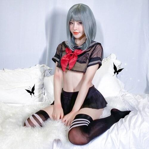 Sexy Cosplay School Girl Lingerie Outfit Miniskirt Velcro Ladies Erotic Costume Dress Outfit Short Top for Women Porno Sex Adult