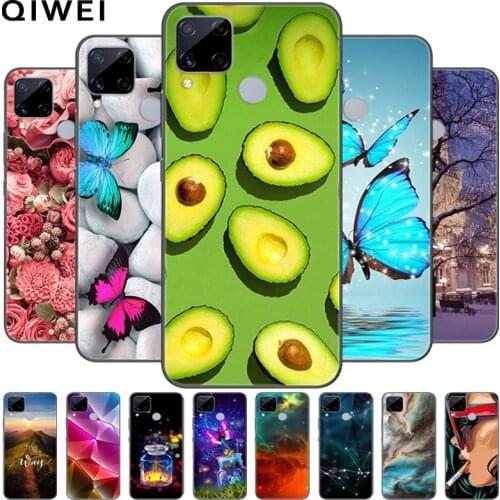 For OPPO Realme C15 Case Pretty Flowers Soft Silicone Phone Back Cover For OPPO Realme C15 6.5'' C 15 Case TPU Bumper RMX2180