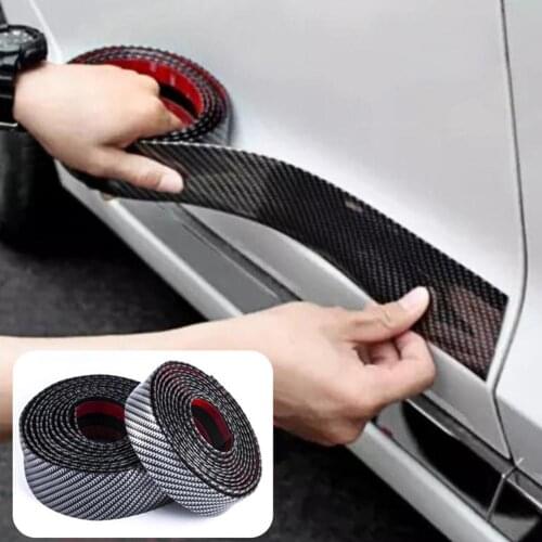 Car Styling Carbon Fiber Rubber Door Sill Protector Trim Strip Decor Sticker