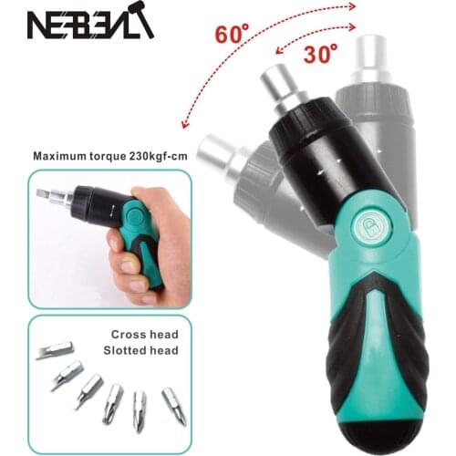 Ratchet Screwdriver 60 Degree Foldable Screwdriver Set 1/4 Hex Interface Lock Disassemble Screwdriver Maintenance Tools
