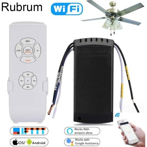 Rubrum WiFi Smart Light AC 110V 220V Ceiling Fan APP Remote Timer and Speed Control Light Work With Amazon Alexa Google Home