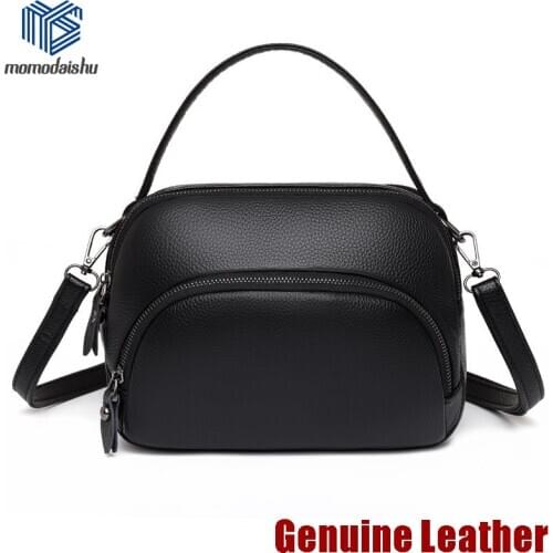 High Capacity Solid Color Genuine Leather Crossbody Bags For Fashion Designer Bag Women 2021 Handbag Lady Handbags Black