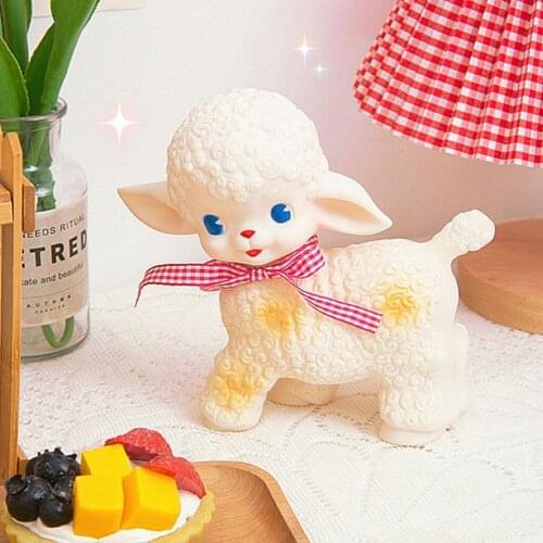 Lamb Action Figures Adorable Sheep Toys Bow Sheep Girl Gift Sweet Decoration Doll For Girl Heart Birthday D7S4