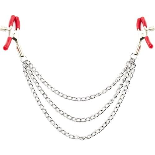 Three chain silver Nipple Clamps Clips Flirting Nipple Clamp Teasing Sex Bdsm Bondage Kit Slave Pinzas Pezones Adult Sex Toys