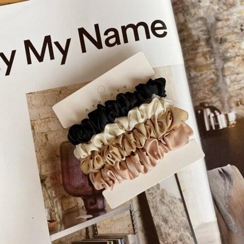 4pcs/lot Women Scrunchies Satin Silk Hair Ties Rope Girls Elastic Rubber Band Hairband Ponytail Holders Hair Accessories Fashion