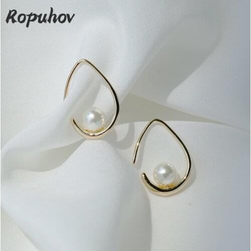 ROPUHOV 2021 Jewery Trendy Korean New S925 Silver Earrings Simple Pearl Earrings Womens Earrings Stylish Small Earrings