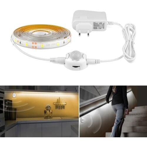 1- 10m Cabinet Light LED Motion Activated Bed Light 5V PIR Motion Sensor LED Strip 2835 SMD Wardrobe Lamp Tape PC TV Backlight