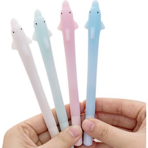 1 Pcs Dolphin Lovers Soft Glue Neutral Pen Cartoon Creative Simple Kawaii Pens Silicone Pen Black Water Signature Pen