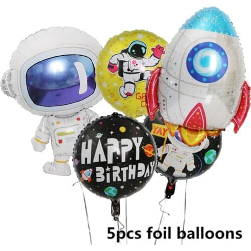 1pc spaceman theme astronaut rocket spaceship aluminum foil balloon baby birthday party decoration balloons baby show globos