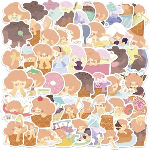 10/30/50PCS Ice Cream Girl Cartoon Stickers For Girl Children Toys On The Laptop Fridge Phone Skateboard Suitcase Decals Sticker