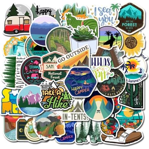 10/30/50pcs/pack Outdoors explore adventure camping Stickers For Furniture Wall Desk DIY Chair Toy Car Trunk Decal Motorcycle