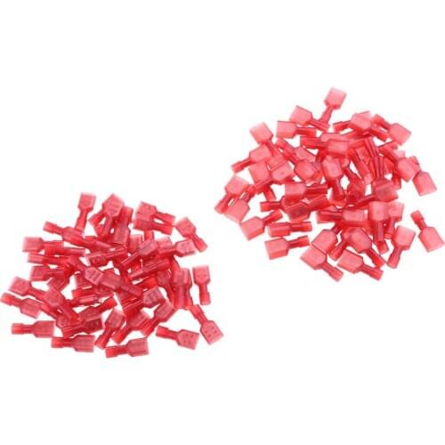 100pcs 22-16 Gauge Nylon Fully Insulated Male Female Spade Terminals Kit