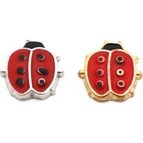 20Pcs/Lot Ladybug Alloy Floating Charms Hand-made DIY for Glass Lockets