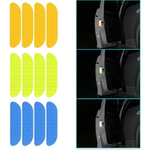 4 Pcs/set Car Reflective Stickers Car Door Wheel Eyebrow Sticker Decal Warning Tape Safety Mark Reflective Strips