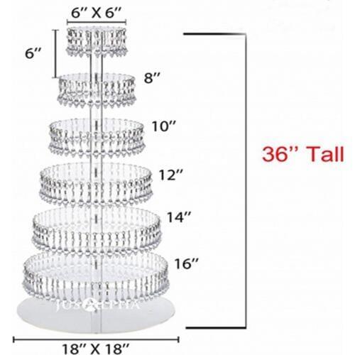 7 Tiers Crystal transparent wedding crystal acrylic Cake Stand Round cake display cupcake holder with bead strands wedding decor