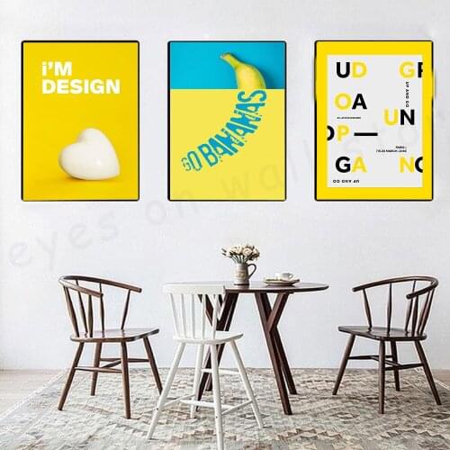 Abstract Banana Quote Canvas Picture Home Decoration Painting Poster HD Prints Yellow Style Design Wall Art Modular Living Room