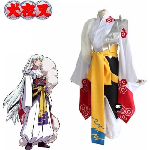 Anime Inuyasha Sesshoumaru Men Full Outfits Fancy Party Kimono Style Uniform Halloween Cosplay Costume