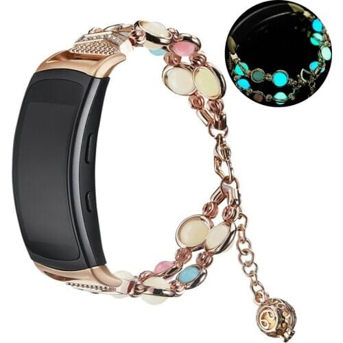 Luminous Beads Bracelet Strap For Samsung Gear Fit 2 Pro Smart watch Stainless Steel Wrist Band For Samsung Gear Fit 2 Correa