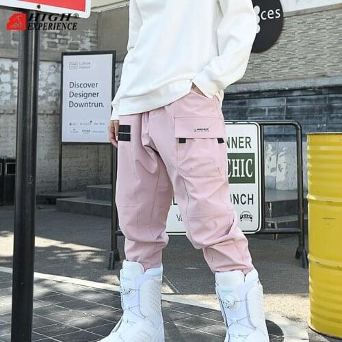 HIGH EXPERIENCE 2021 Winter Couple Ski Pants Waterproof Warm Wear-Resistant Thin Breathable Pockets High Waist Cargo Pants Women