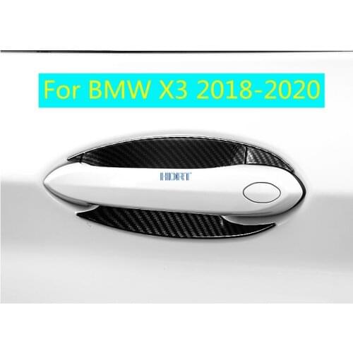For BMW X3 2018-2020 Decorate Accessories Carbon fibre 4pcs Door Handle Bowl Cover Cup Cavity Trim Insert Catch Molding Garnish