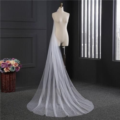 Elegant Long Wedding Veil With Comb One Layer Tulle Cut Edge Bridal Veils 200CM 300CM Wedding Accessories