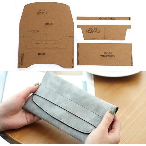 Leather Wallet Kraft Paper Template Craft Drawing Paper Pattern DIY Leather Change Pocket Sewing Design Drawing Stencils Tool
