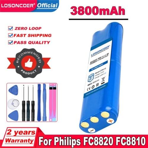 Top Brand 100% New 3800mAh 18650 Li-ion Battery Side Brush For Philips Robotics Vacuum Cleaner FC8820 FC8810 Vacuum Cleaner