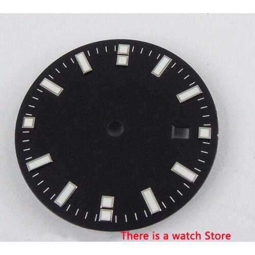 31.5mm Black Watch Face Mens Watch Date Window Watch Dial Fit For MINGZHU 3804(GMT) Automatic Movement
