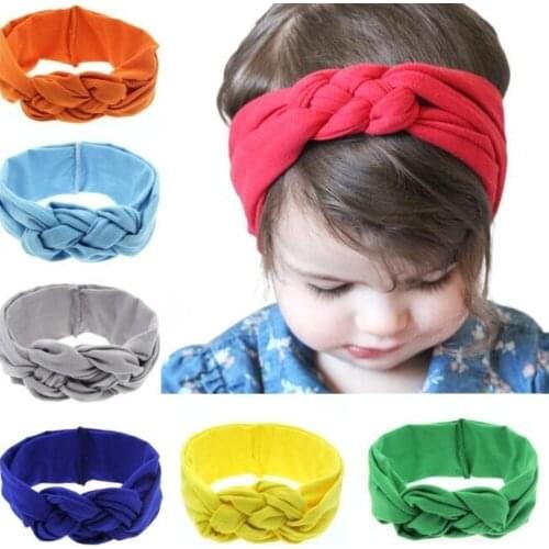 Soft Hair Bandage Tie Band Headband Bow Turban For Children Kids Headwear Baby Girl Accessories Bowknot Solid Newborn