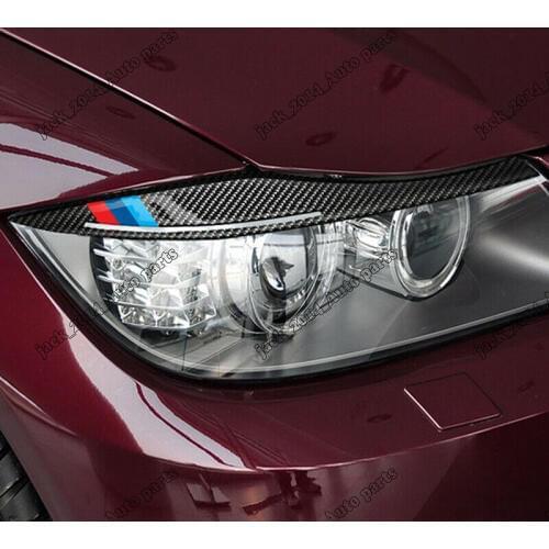 Carbon Fiber Eyebrows Eyelid Headlight Cover Trim for BMW E90 3 Series 2009 2010 2011 2012