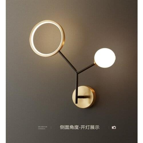 Nordic LED Wall Lamp for Bedroom Bedside Aisle Corridor Living Room Light Copper Tree Branch Villa Apartment Stair Sconce Light