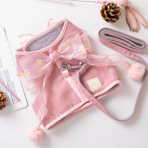 NEW Princess Dog Harness Fairytale Cute W/ Leash Cute Bowknot Puppy Cat Walking Clothes