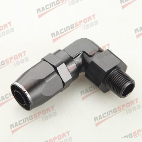 New Aluminum 10AN To 3/8" NPT 90 Degree Swivel Hose End Fitting Adaptor Black
