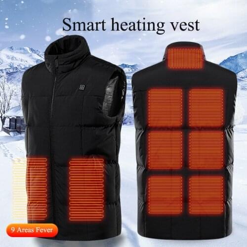 Men Winter Smart Heated Cotton Vest USB Temperaturing Electric Heating Vest Women Outdoor New Carbon Fiber Thermal Warm Jacket