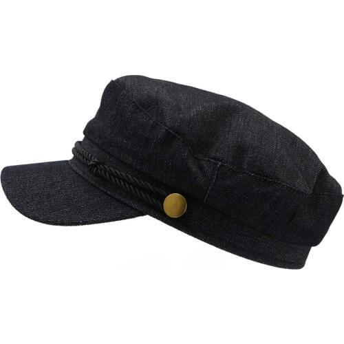 Autumn Washed Black Beret Hat Visor for Lady Women Army Cap Flat Hats Fashion Casual Snapback Military Hats for Female Girls