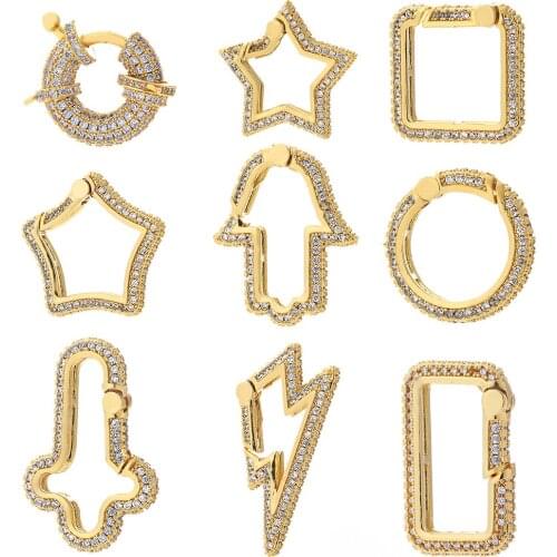 Diy Pendant Charms for Necklace Making Cute Star Cross Geometric Designer Charms for Jewelry Making Supplies Copper Cubic Zircon