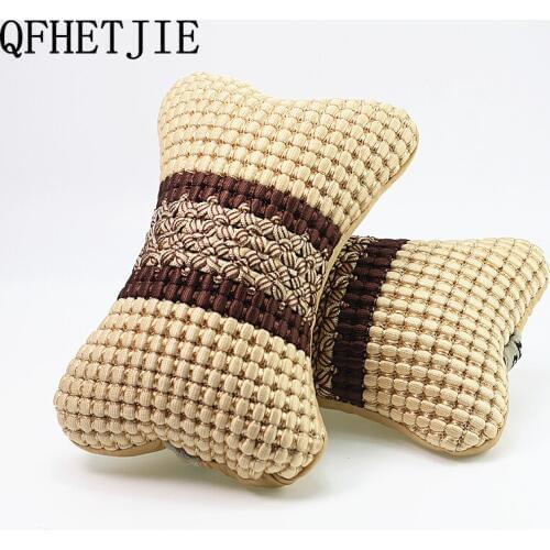 QFHETJIE 2 Pcs Ice silk Car Headrest Neck Pillow Auto Seat Cover Head Neck Rest Cushion Headrest Pillow Automobiles Accessories