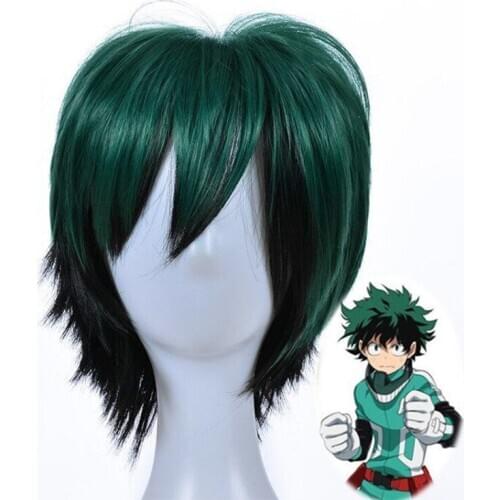 Rose Net Japanese Anime Cosplay My Hero Academy Green Valley Out Long Green Black Gradient Cosplay Wig