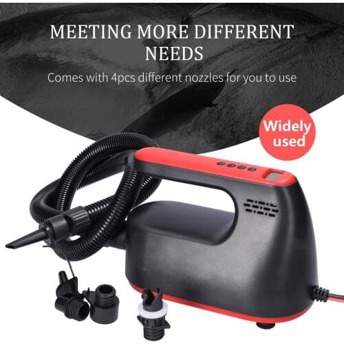 HS-8301 200W Handheld Air Pump Direct Current 12 V for Wakeboard Surfboard Paddle Board LCD Display with 4 Nozzles