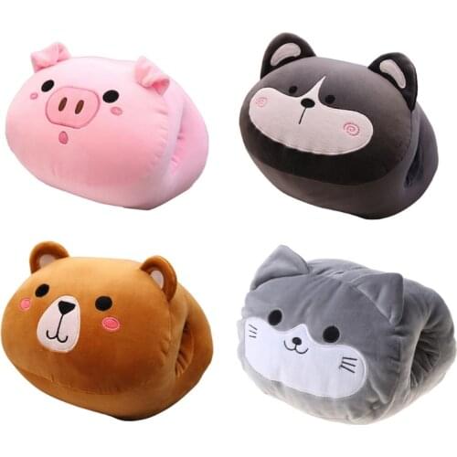 Cute Animal Pig Bear Hand Warmer Pillow Winter Soft Plush Doll Stuffed Toys for Girlfriend Children Kids Gift