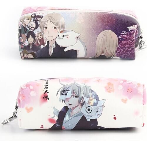 Anime Natsume yuujinchou PU Leather Pencil Pouch Natsume Takashi Zipper Cosmetic Bag