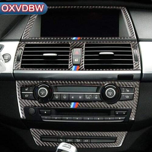 Carbon Fiber Car Interior Navigation Control Panel Air Conditioner Outlet Decorative Frame for BMW e70 e71 X5 X6 Accessories
