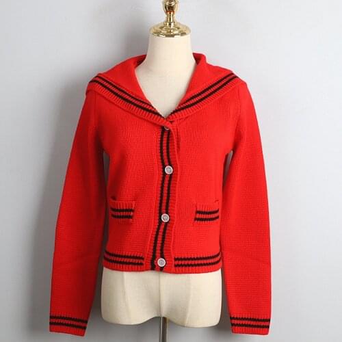 Knit Sweaters Women Coat Sweater Top Long Sleeve Casual Sweater Red Black