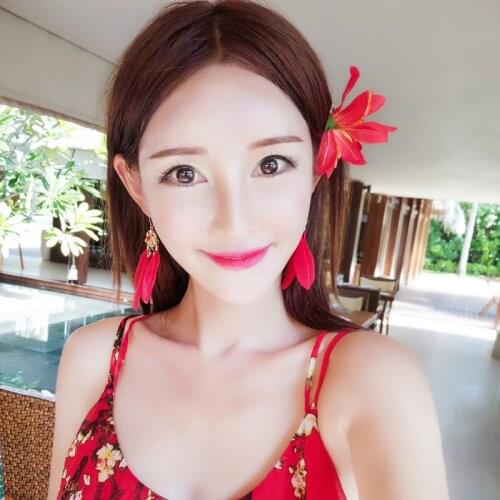 Korean Boho Hair Jewelry Red/blue Hairpins Girls Beach Headwear Accessories Hair Clips New Fashion Orchid Flower Hair Clip Women